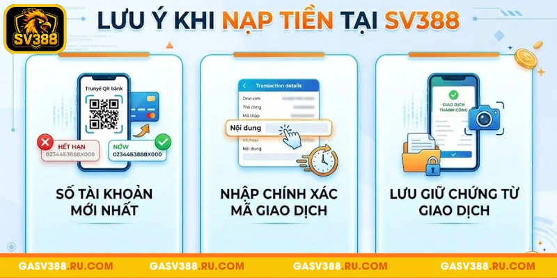 Các điểm quan trọng khi nạp tiền tại SV388