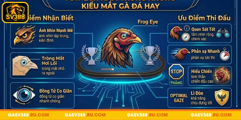 Mắt ếch nằm trong những kiểu mắt gà đá hay